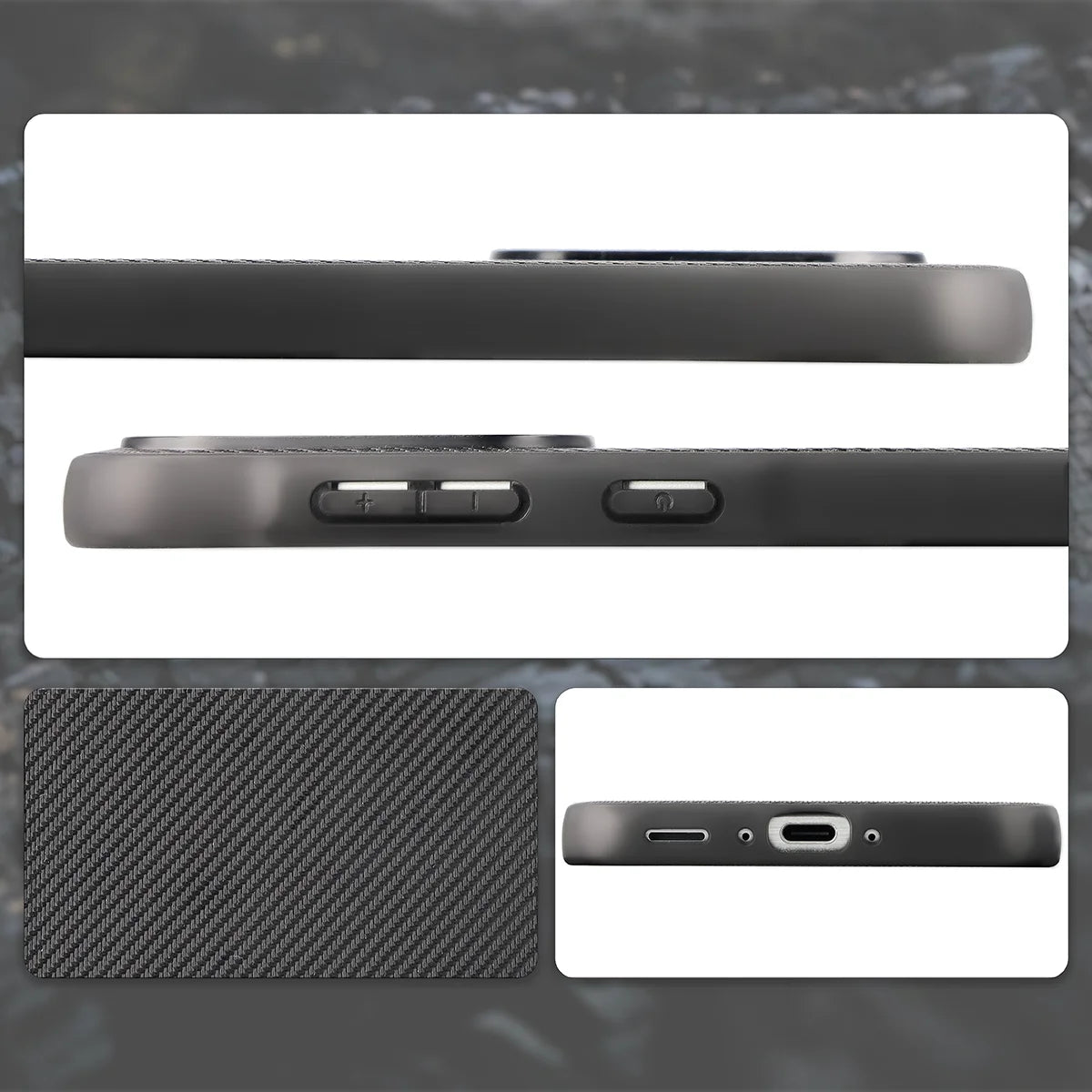 Hülle mit Handgelenkband für Galaxy A56 5G, Bizon Case CarbO, Schwarz