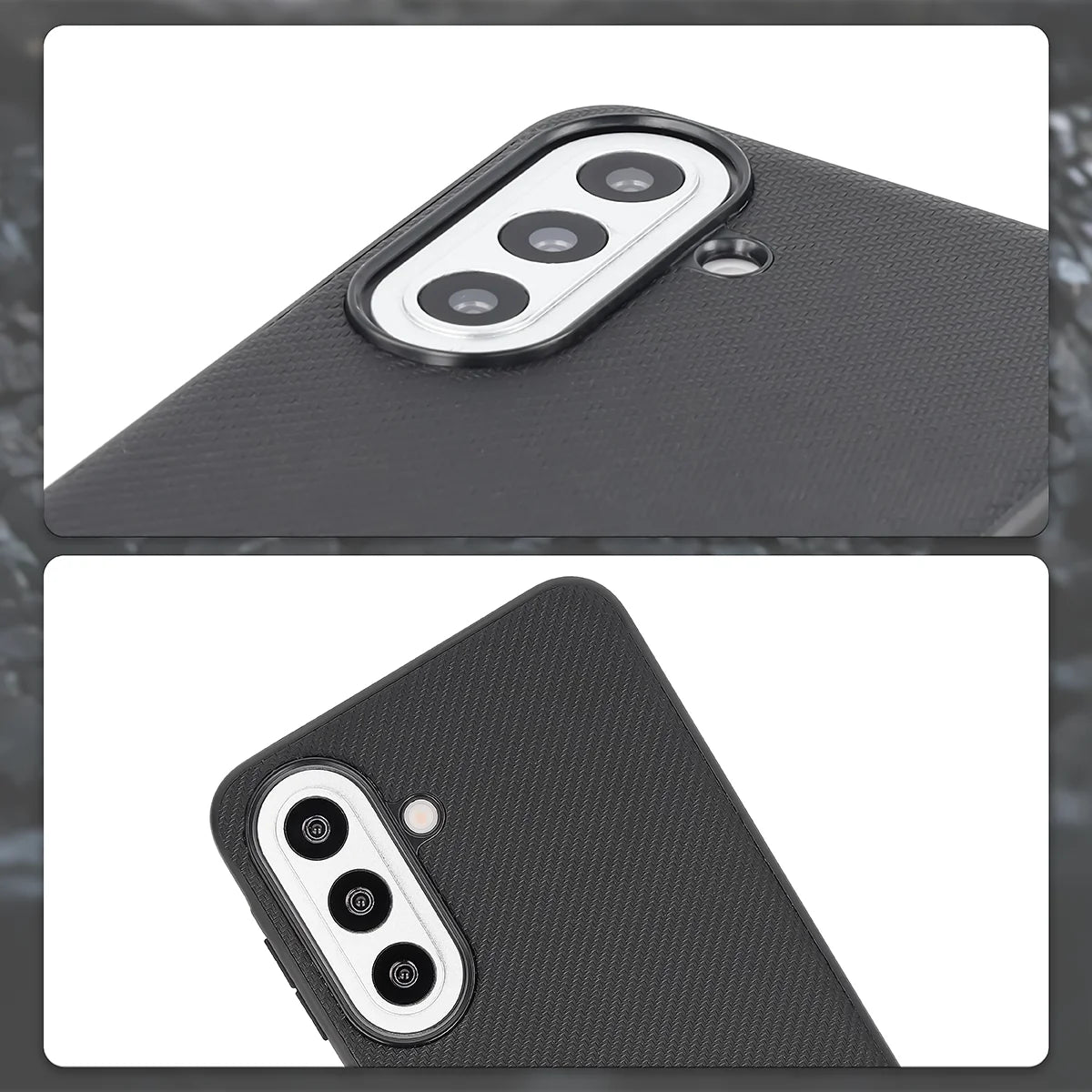 Hülle mit Handgelenkband für Galaxy A57 5G, Bizon Case CarbO, Schwarz
