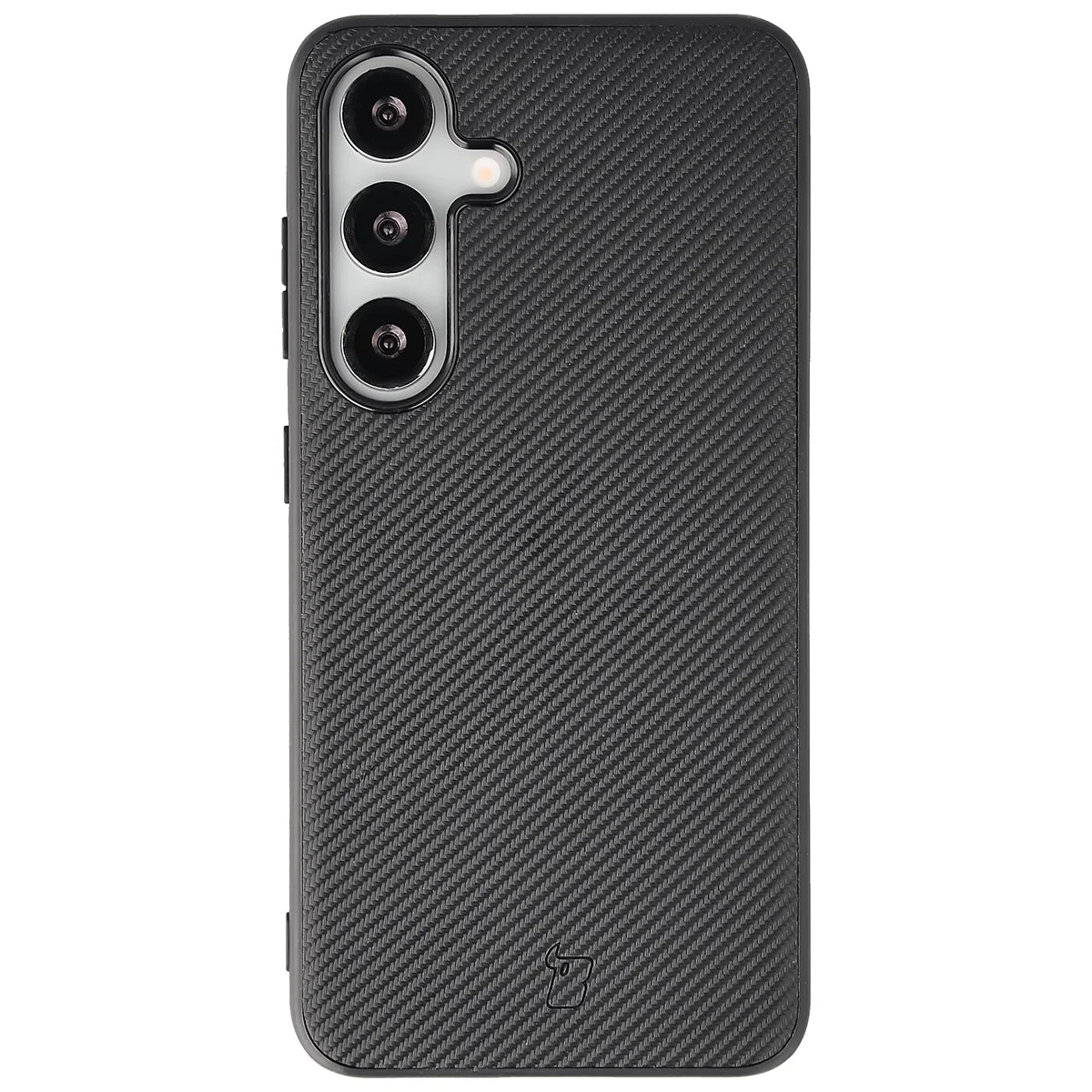 Hülle mit Handgelenkband für Galaxy S25, Bizon Case CarbO, Schwarz