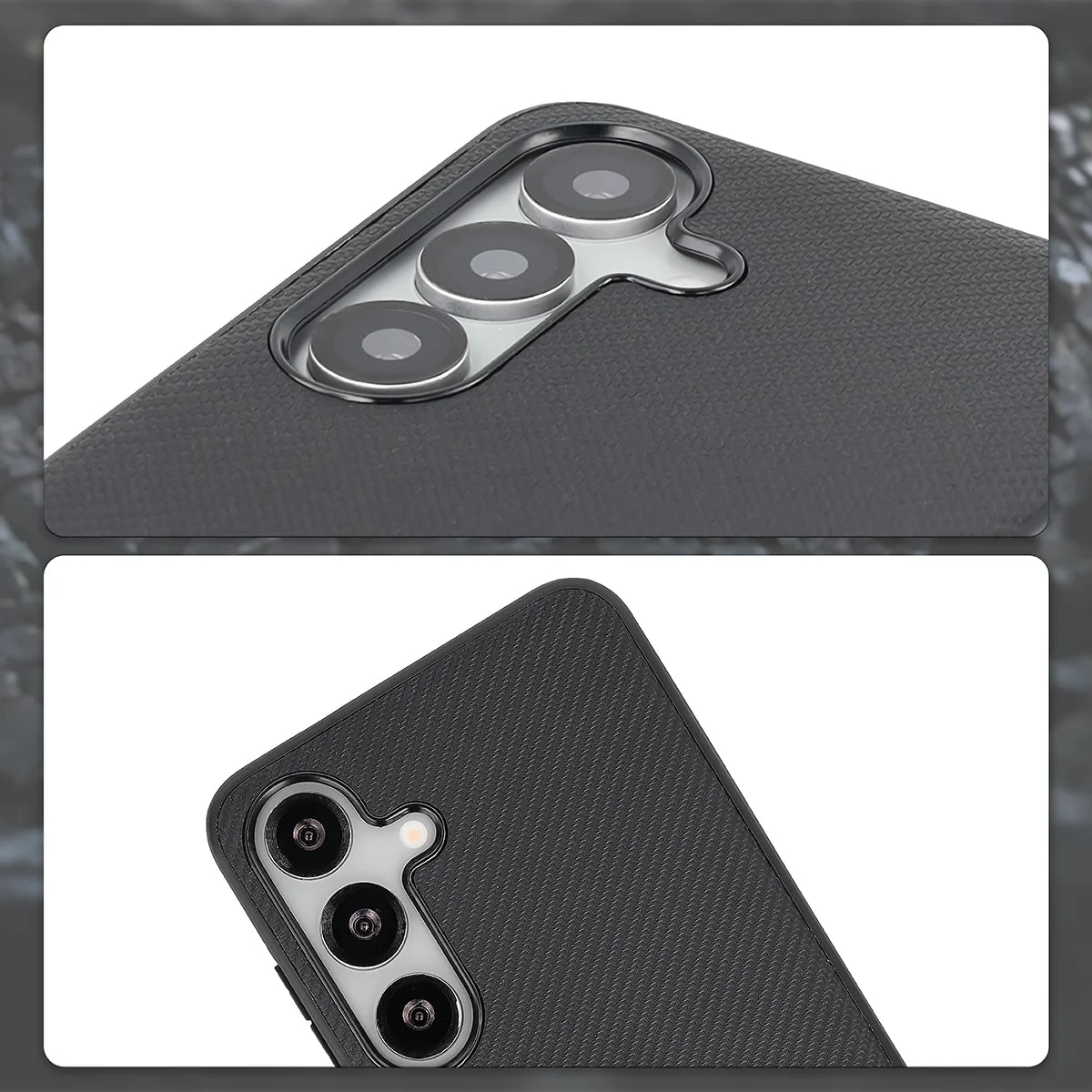 Hülle mit Handgelenkband für Galaxy S25, Bizon Case CarbO, Schwarz