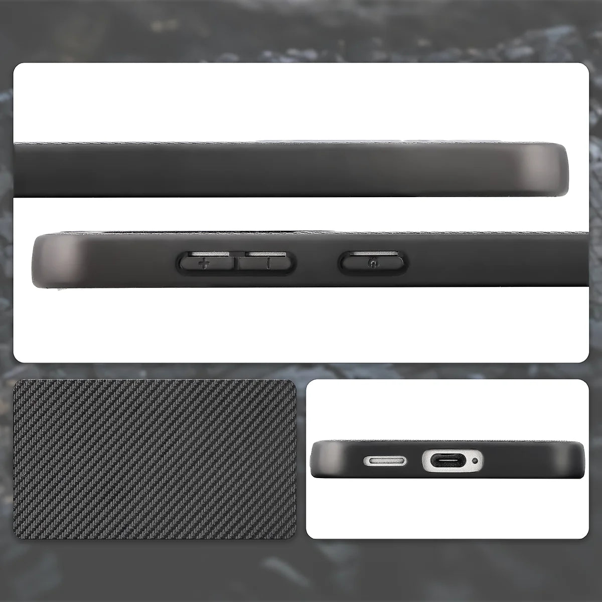 Hülle mit Handgelenkband für Galaxy S25, Bizon Case CarbO, Schwarz