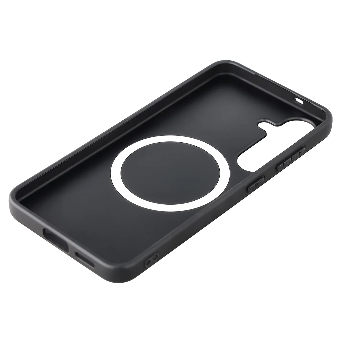 Hülle mit Handgelenkband für Galaxy S25, Bizon Case CarbO, Schwarz