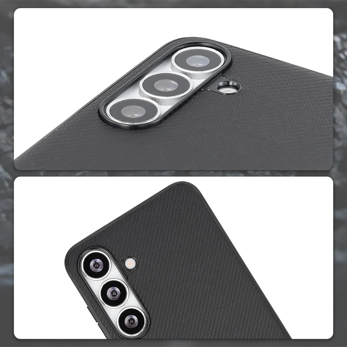 Hülle mit Handgelenkband für Galaxy S25 FE, Bizon Case CarbO, Schwarz