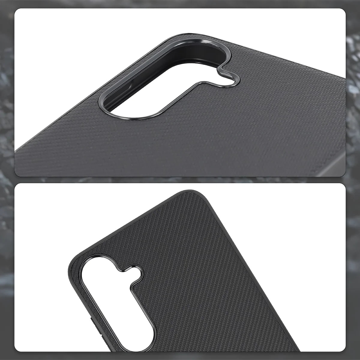 Hülle mit Handgelenkband für Galaxy S25 Plus, Bizon Case CarbO, Schwarz