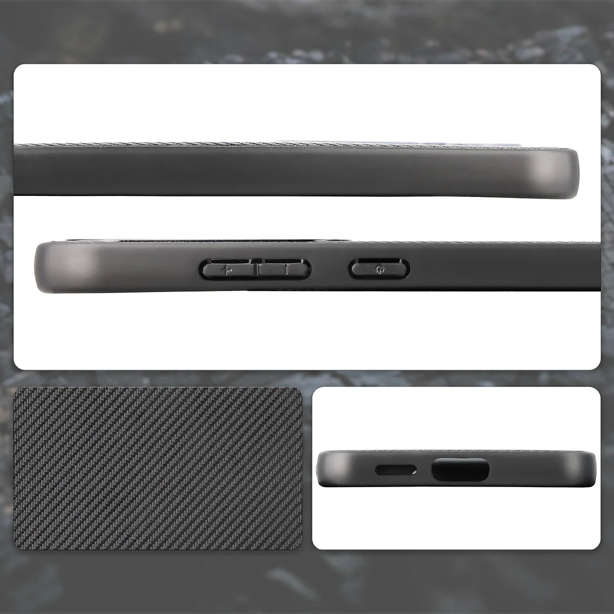 Hülle mit Handgelenkband für Galaxy S25 Plus, Bizon Case CarbO, Schwarz