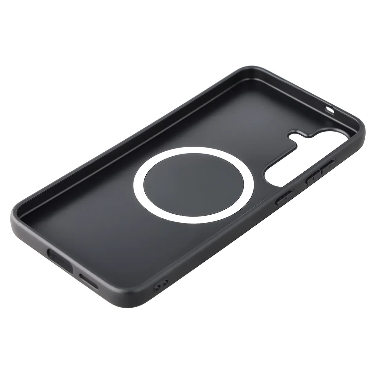 Hülle mit Handgelenkband für Galaxy S25 Plus, Bizon Case CarbO, Schwarz