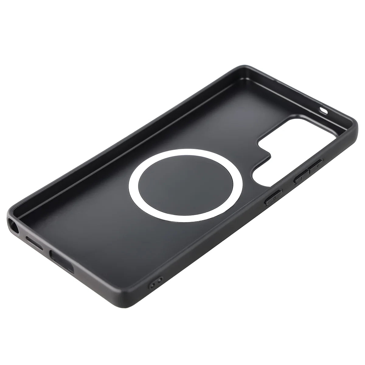 Hülle mit Handgelenkband für Galaxy S25 Ultra, Bizon Case CarbO, Schwarz