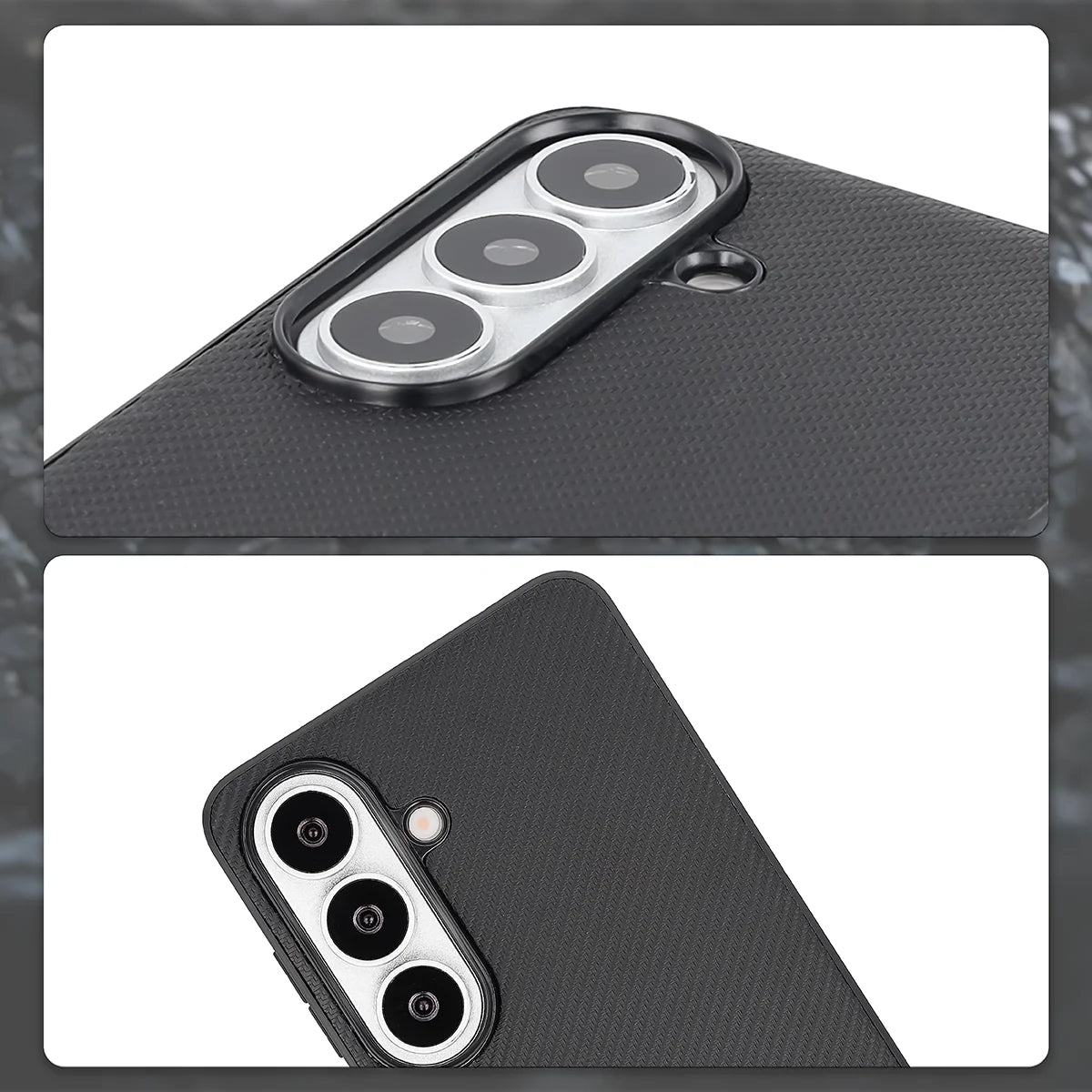 Hülle mit Handgelenkband für Galaxy S26, Bizon Case CarbO, Schwarz