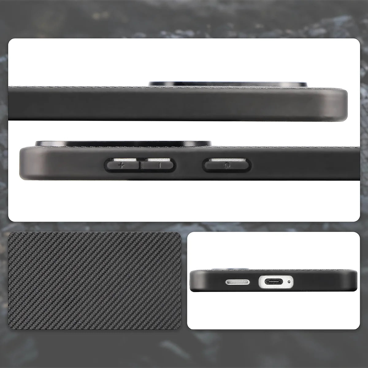 Hülle mit Handgelenkband für Galaxy S26 Plus, Bizon Case CarbO, Schwarz