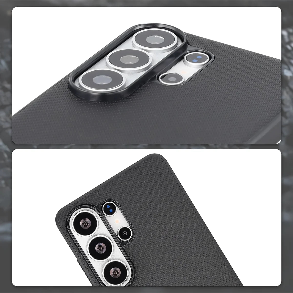 Hülle mit Handgelenkband für Galaxy S26 Ultra, Bizon Case CarbO, Schwarz