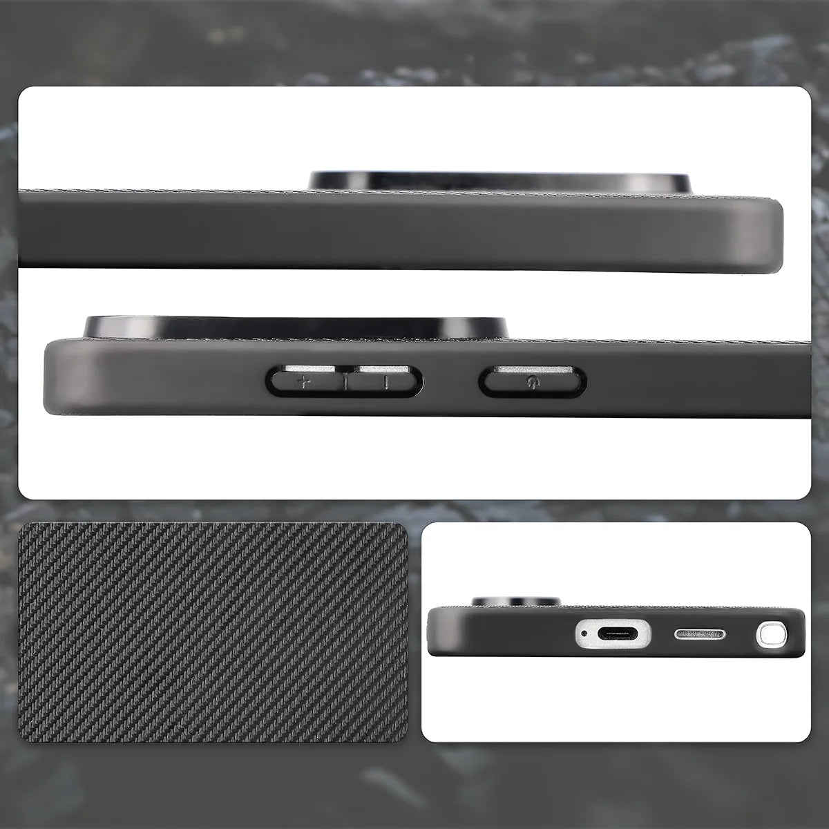 Hülle mit Handgelenkband für Galaxy S26 Ultra, Bizon Case CarbO, Schwarz