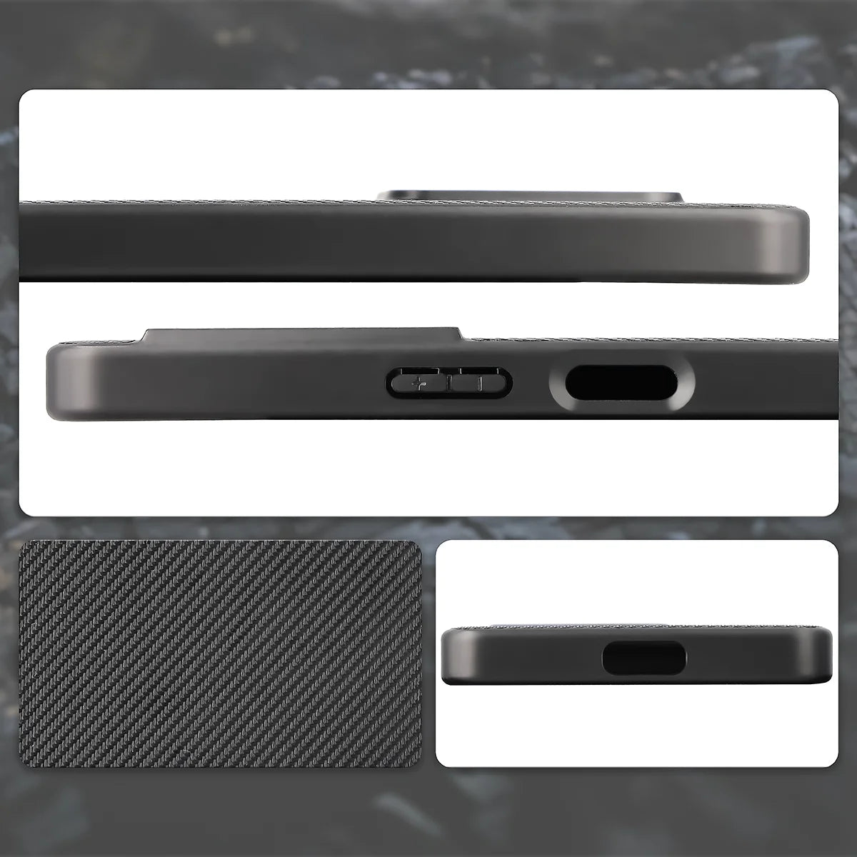 Hülle mit Handgelenkband für Sony Xperia 1 VIII, Bizon Case CarbO, Schwarz