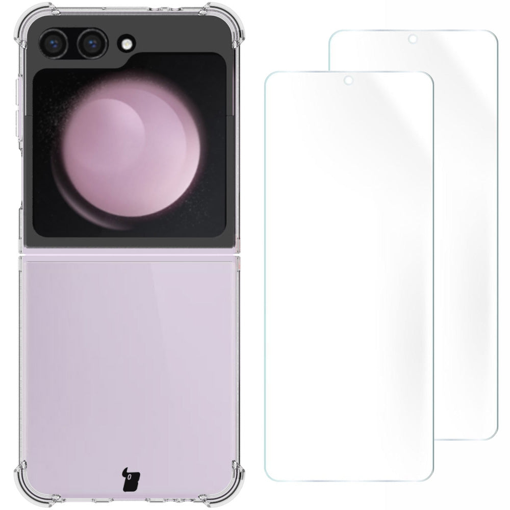Schutzhülle + 2x Folie für Galaxy Z Flip6, Bizon Case Clear Pack, Transparent