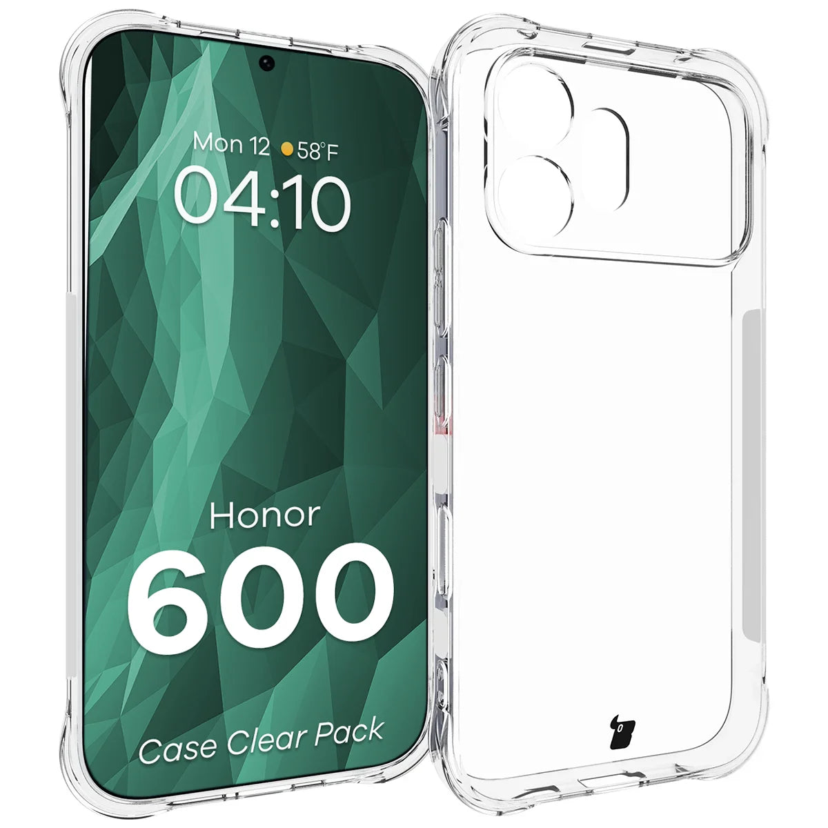 Handyhülle + 2x Folie für Honor 600 5G, Bizon Case Clear Pack, Transparent