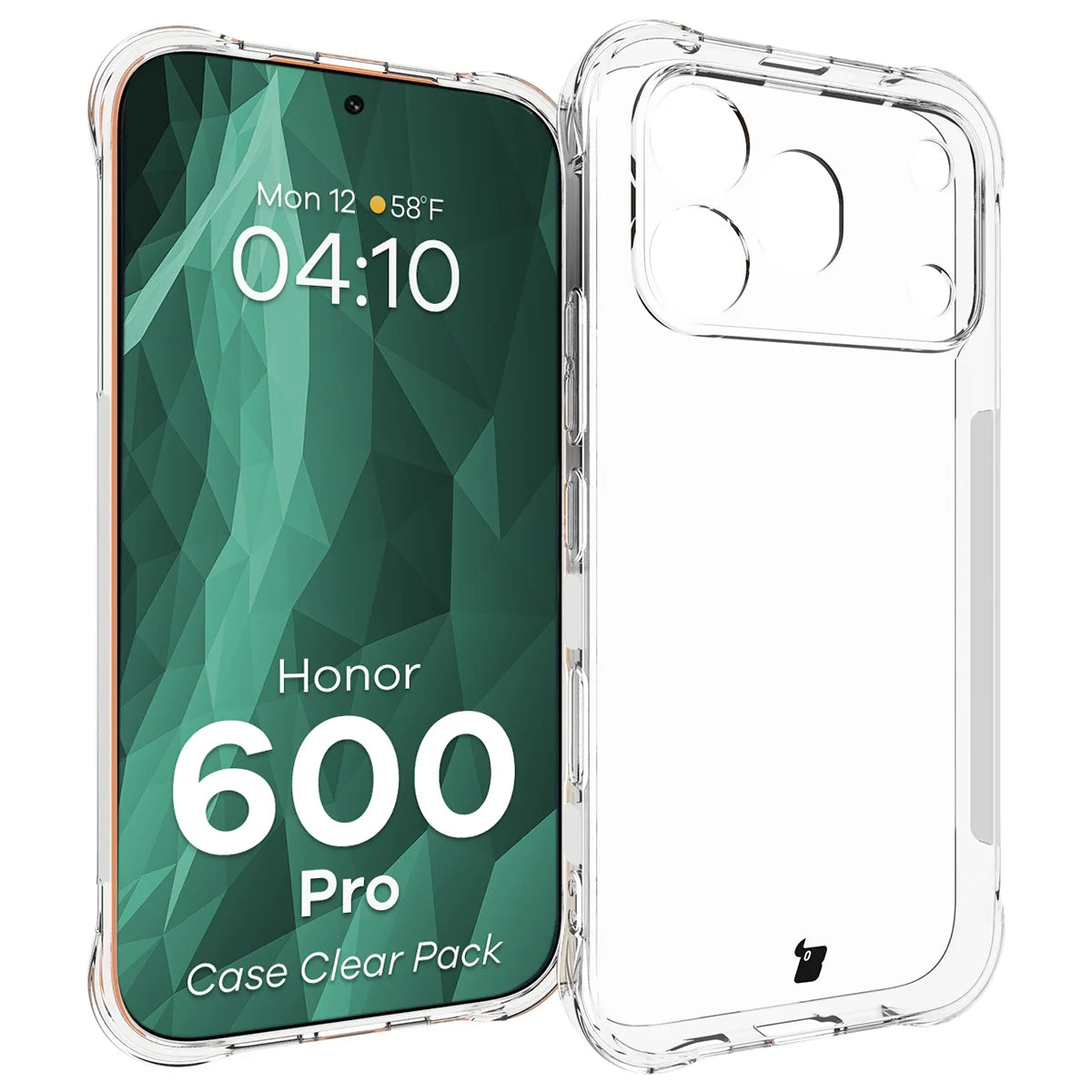 Handyhülle + 2x Folie für Honor 600 Pro 5G, Bizon Case Clear Pack, Transparent