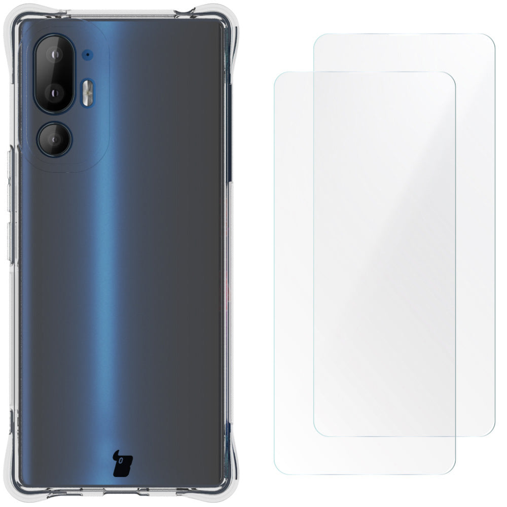 Schutzhülle + 2x Folie für HTC U24 Pro, Bizon Case Clear Pack, Transparent