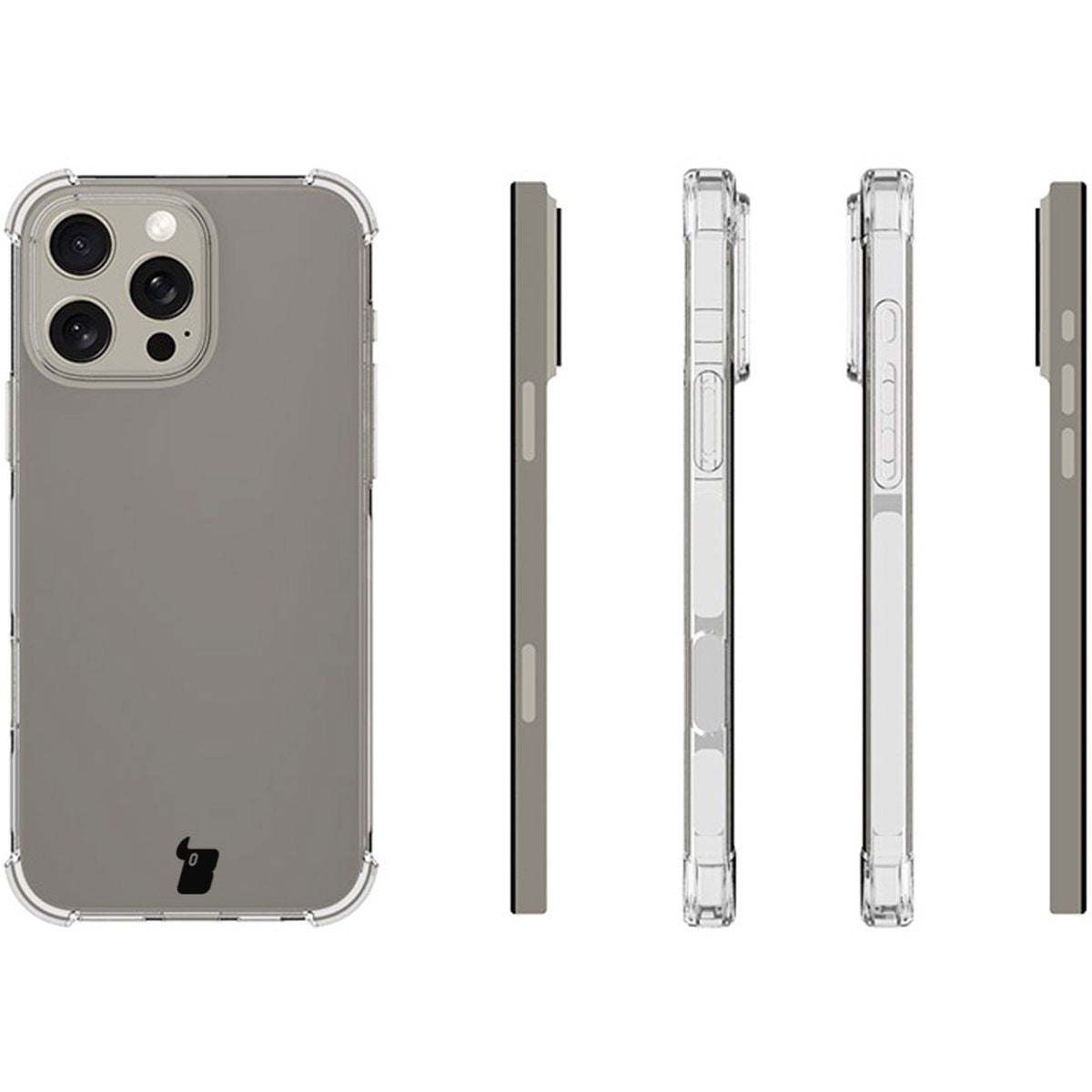 Handyhülle + 2x Folie + Kameraschutz für iPhone 16 Pro Max, Bizon Case Clear Pack, Transparent