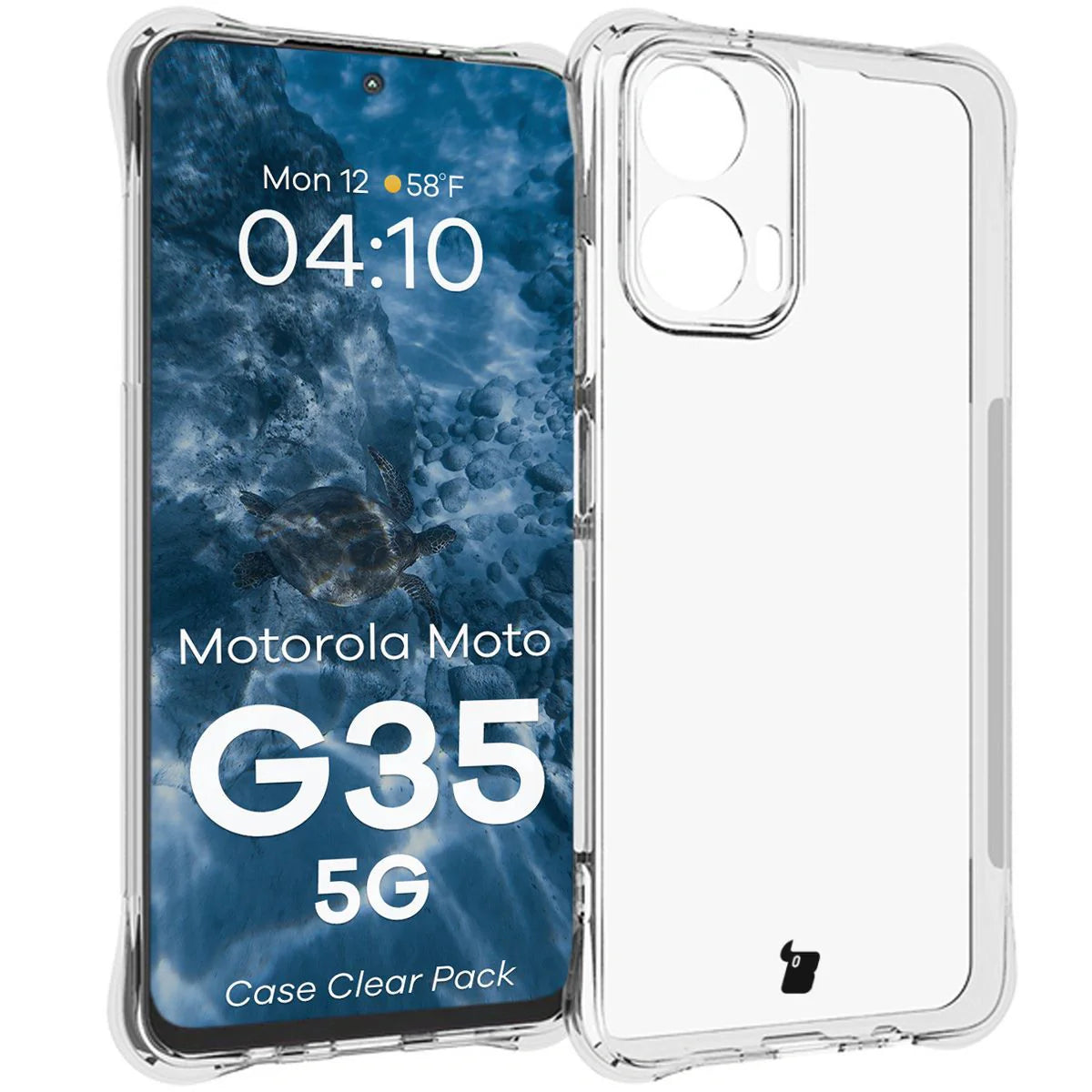 Handyhülle + 2x Folie für Motorola Moto G35 5G, Bizon Case Clear Pack, Transparent