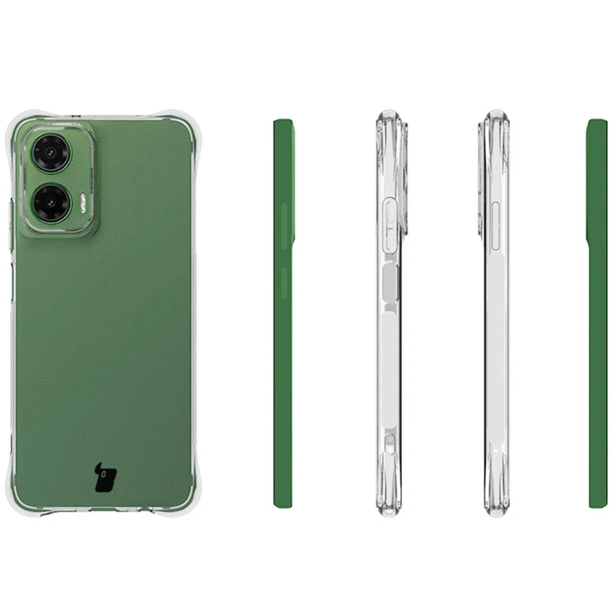 Handyhülle + 2x Folie für Motorola Moto G35 5G, Bizon Case Clear Pack, Transparent