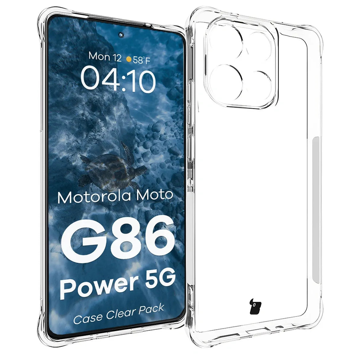 Handyhülle + 2x Folie für Motorola Moto G86 Power 5G, Bizon Case Clear Pack, Transparent