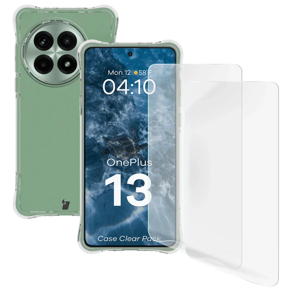 Handyhülle + 2x Folie für OnePlus 13, Bizon Case Clear Pack, Transparent