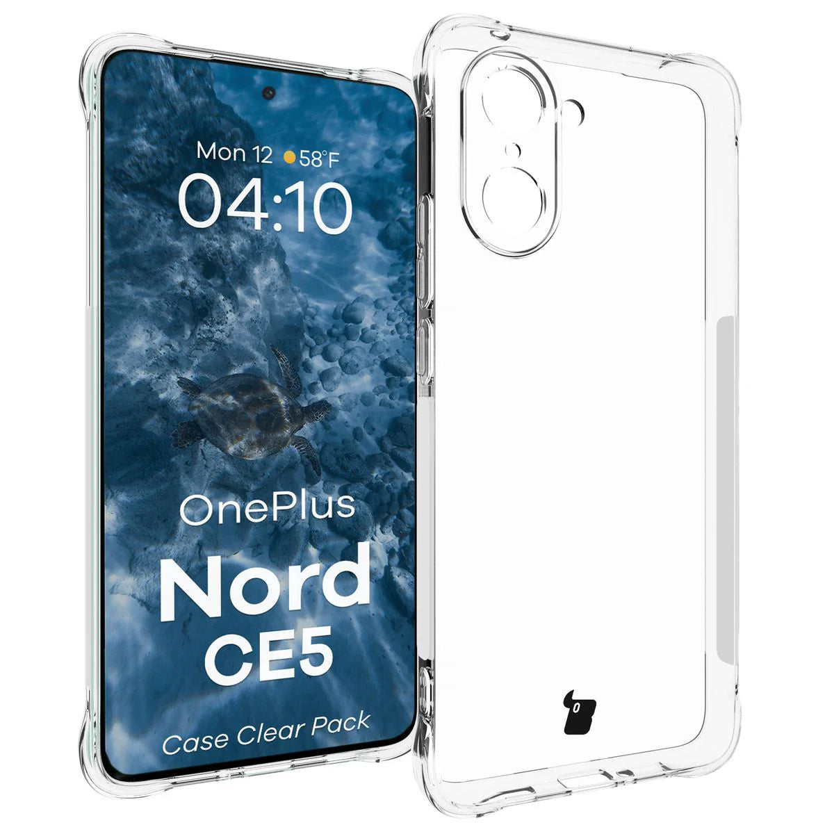 Schutzhülle + 2x gehärtetes Glas für OnePlus Nord CE5 5G, Bizon Case Clear Pack, Transparent