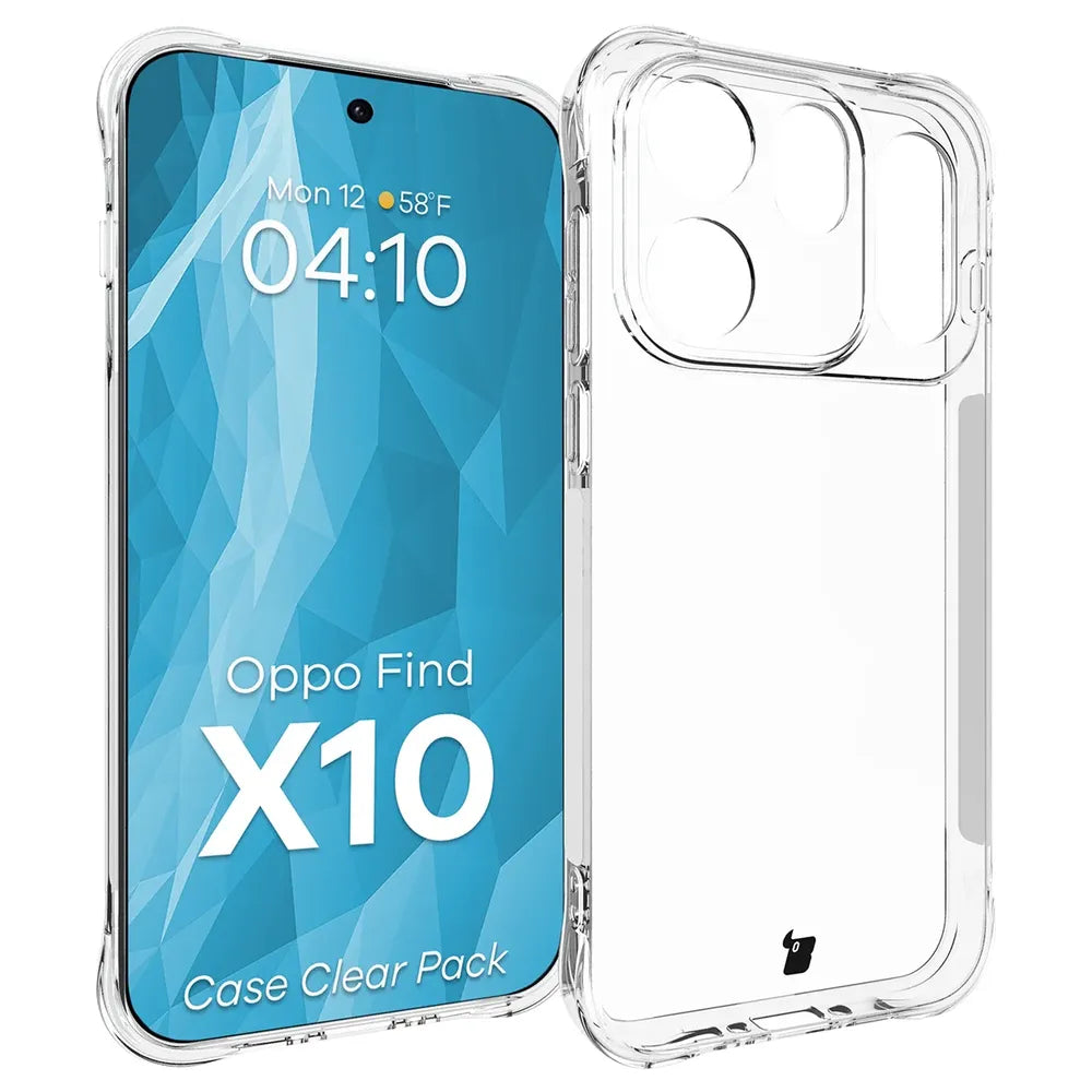 Handyhülle + 2x gehärtetes Glas für OPPO Find X10, Bizon Case Clear Pack, Transparent (3/9)