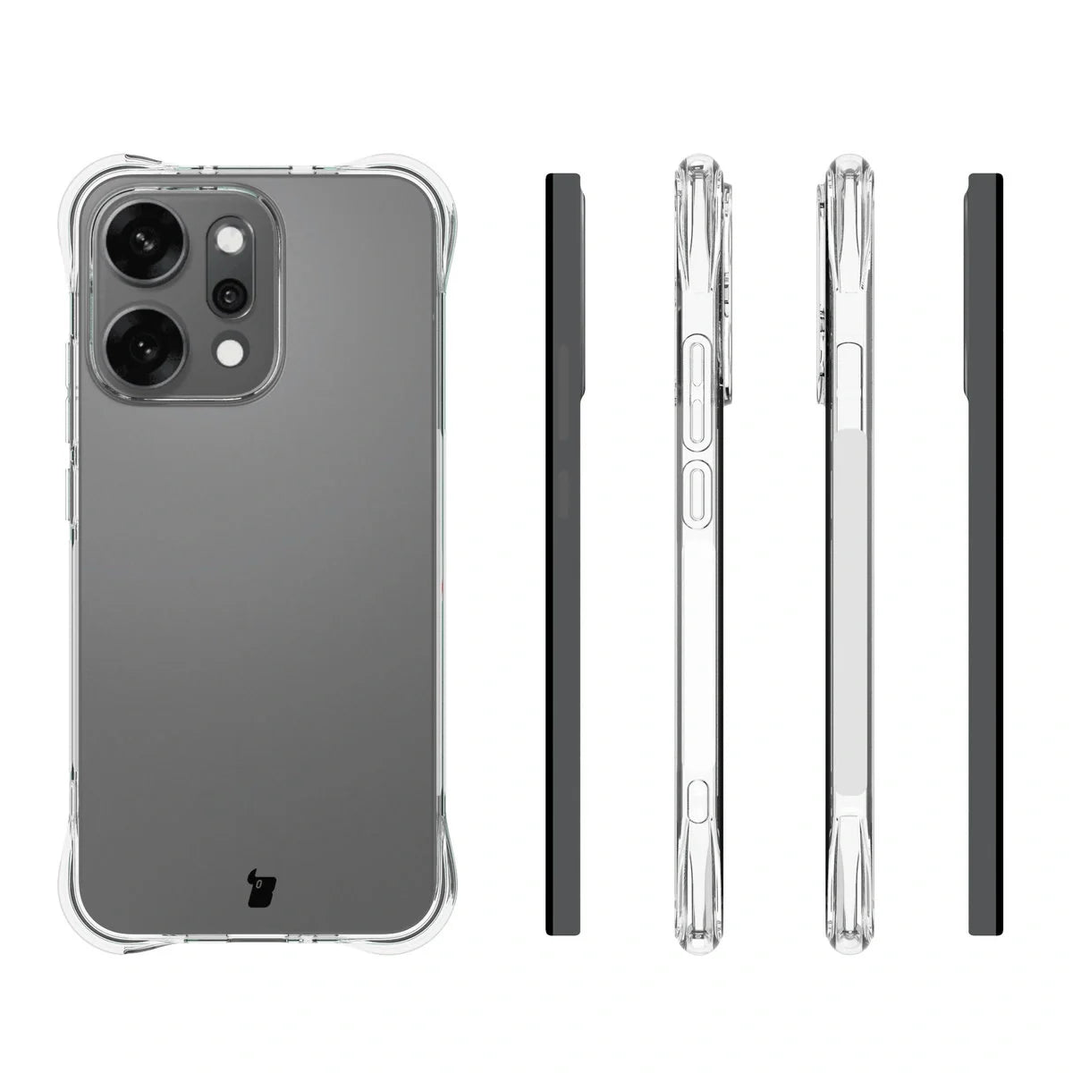 Handyhülle + 2x Folie für Oppo Reno 14, Bizon Case Clear Pack, Transparent