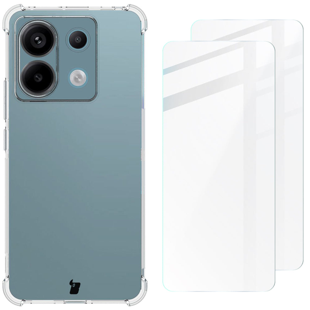 Schutzhülle + 2x Glas für Poco X6 / Redmi Note 13 Pro 5G, Bizon Case Clear Pack, Transparent