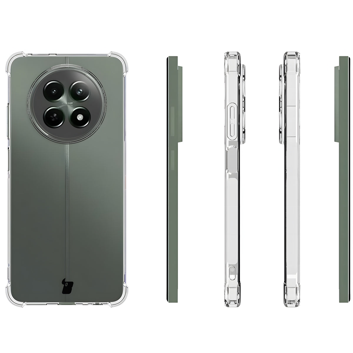 Schutzhülle + 2x gehärtetes Glas für Realme 12 / 12x, Bizon Case Clear Pack, Transparent