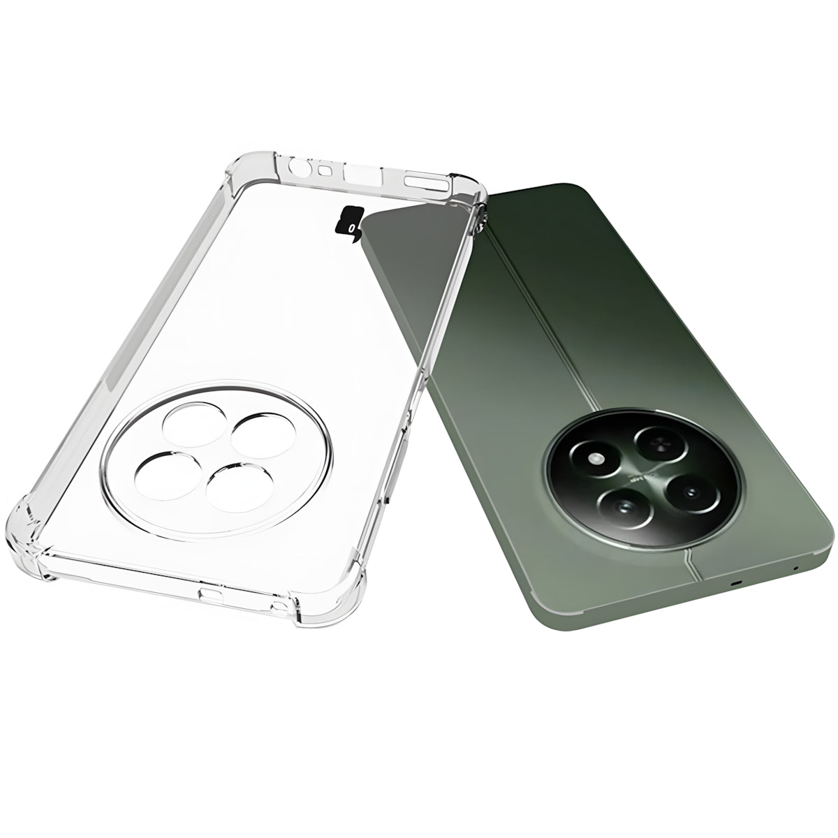 Schutzhülle + 2x gehärtetes Glas für Realme 12 / 12x, Bizon Case Clear Pack, Transparent