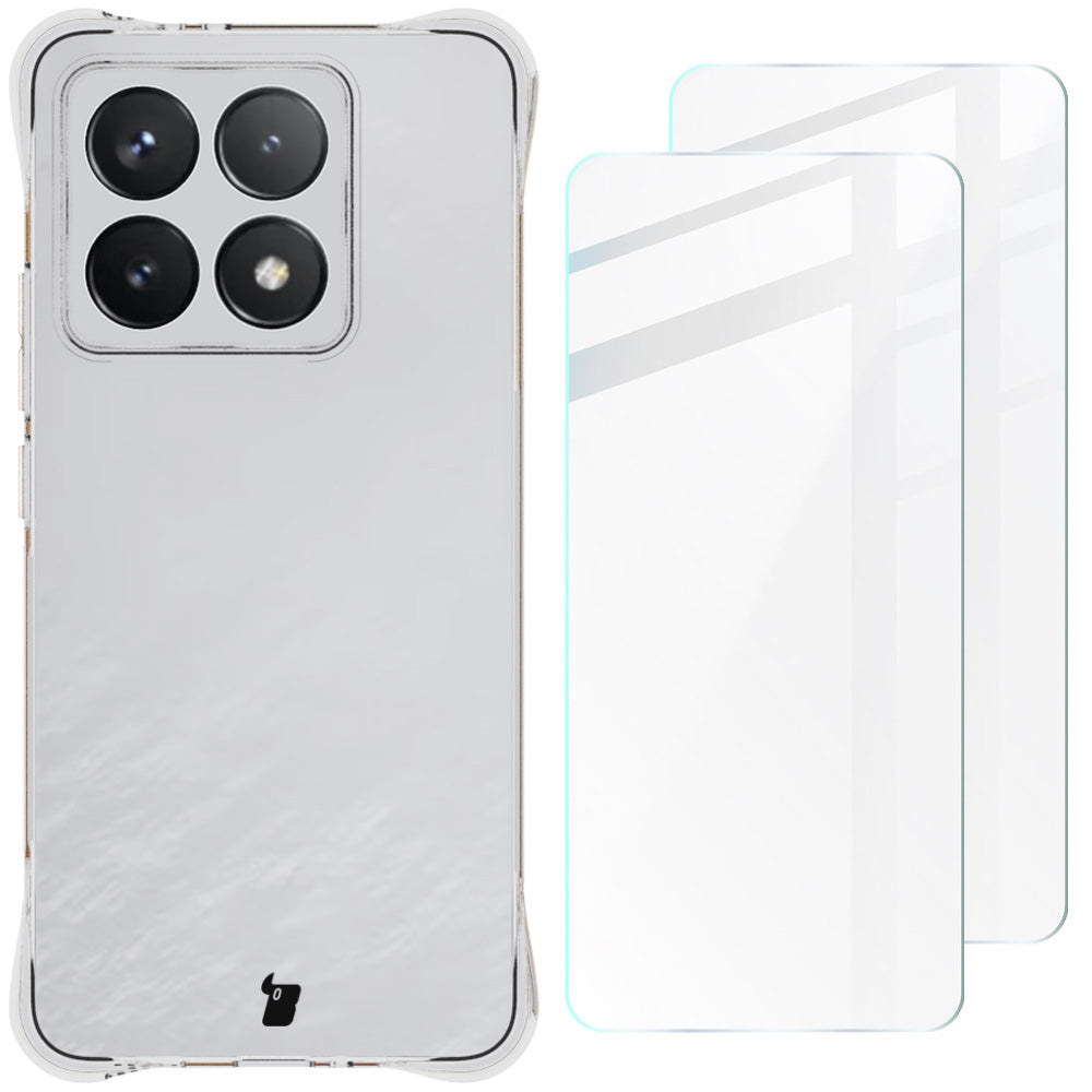 Schutzhülle + 2x gehärtetes Glas für Xiaomi 14T, Bizon Case Clear Pack, Transparent