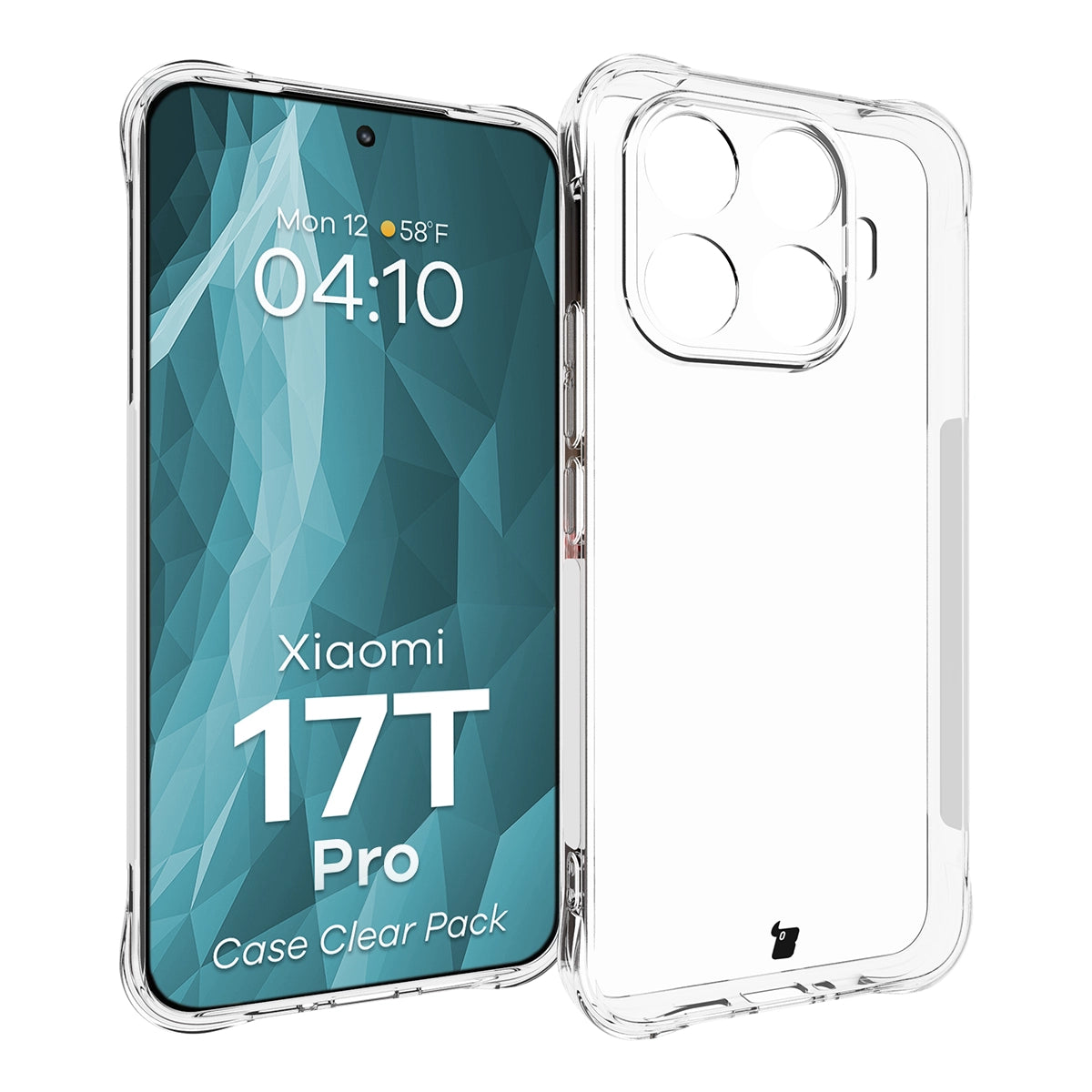 Schutzhülle + 2x gehärtetes Glas für Xiaomi 17T Pro, Bizon Case Clear Pack, Transparent