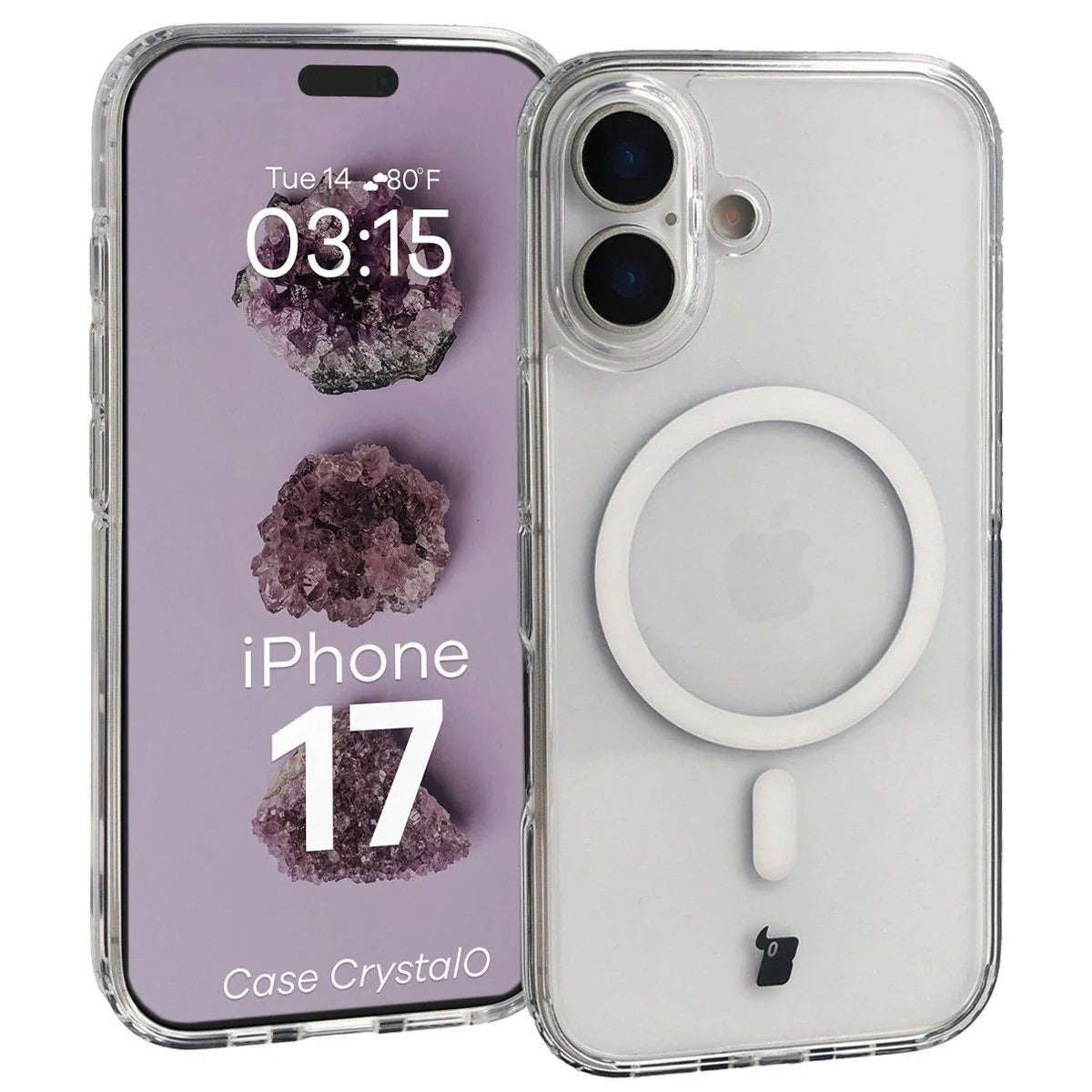 Handyhülle mit Magnetring für iPhone 17, Bizon Case CrystalO, Transparent