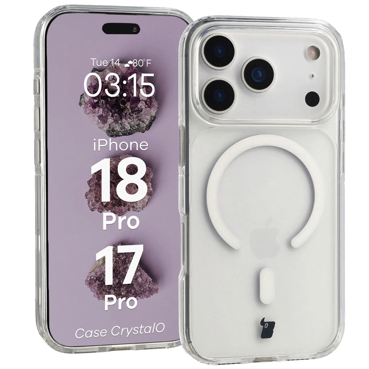 Handyhülle mit Magnetring für iPhone 18 Pro / 17 Pro, Bizon Case CrystalO, Transparent (1/7)