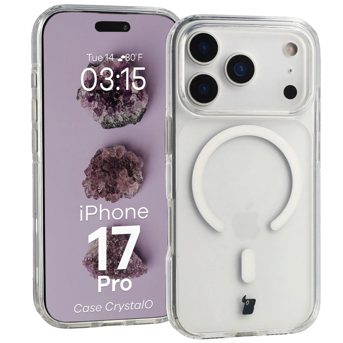 Handyhülle mit Magnetring für iPhone 17 Pro, Bizon Case CrystalO, Transparent