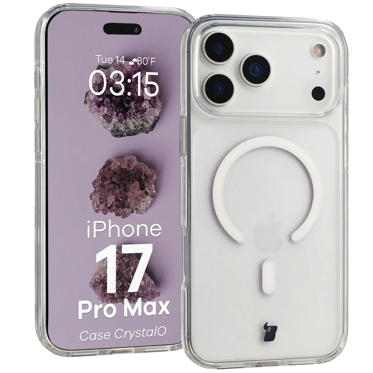 Handyhülle mit Magnetring für iPhone 17 Pro Max, Bizon Case CrystalO, Transparent