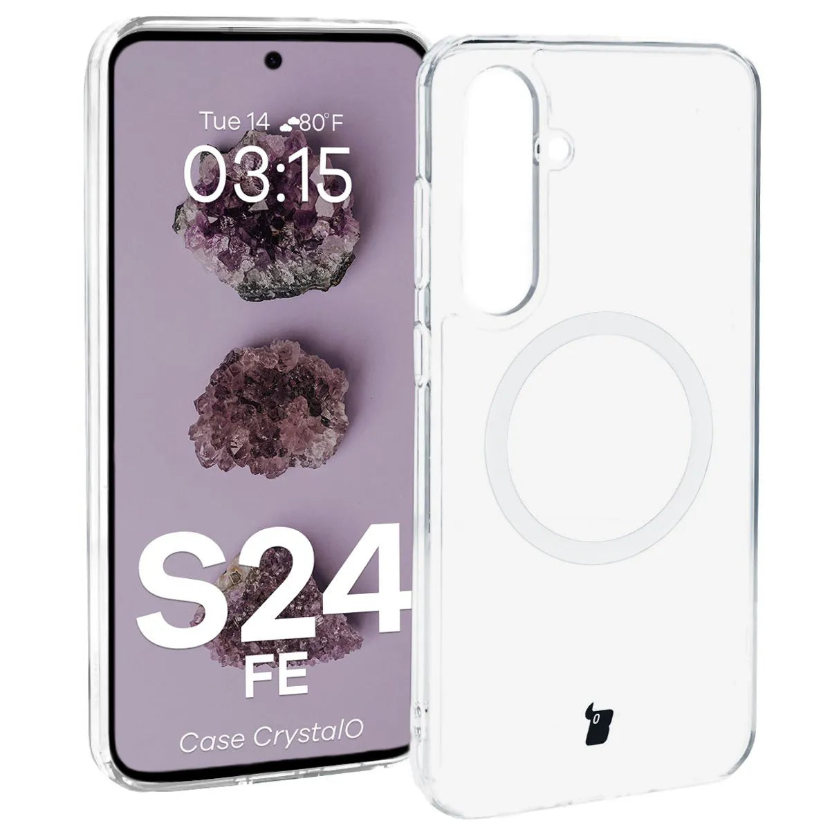 Handyhülle mit Magnetring für Galaxy S24 FE, Bizon Case CrystalO, Transparent