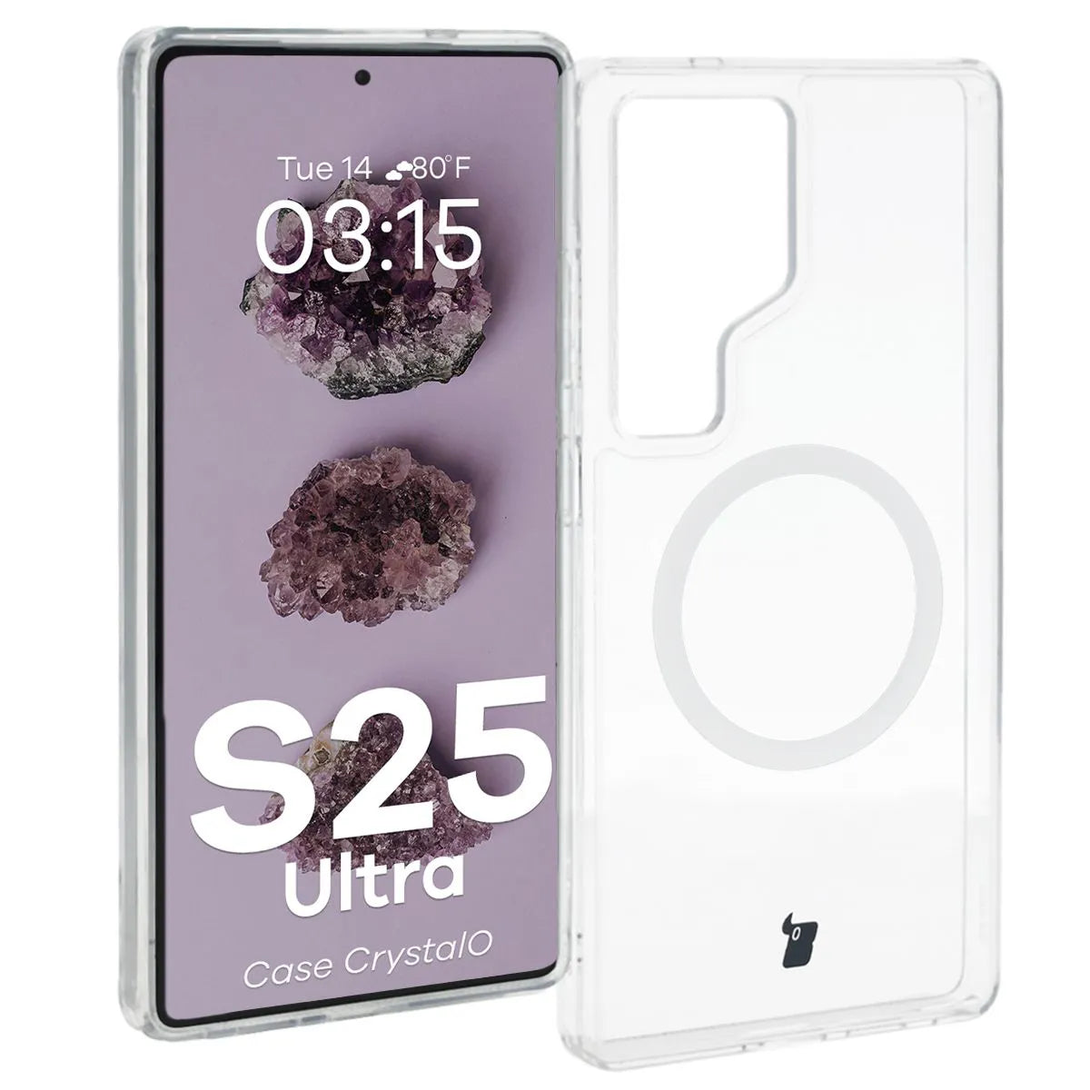 Handyhülle mit Magnetring für Galaxy S25 Ultra, Bizon Case CrystalO, Transparent