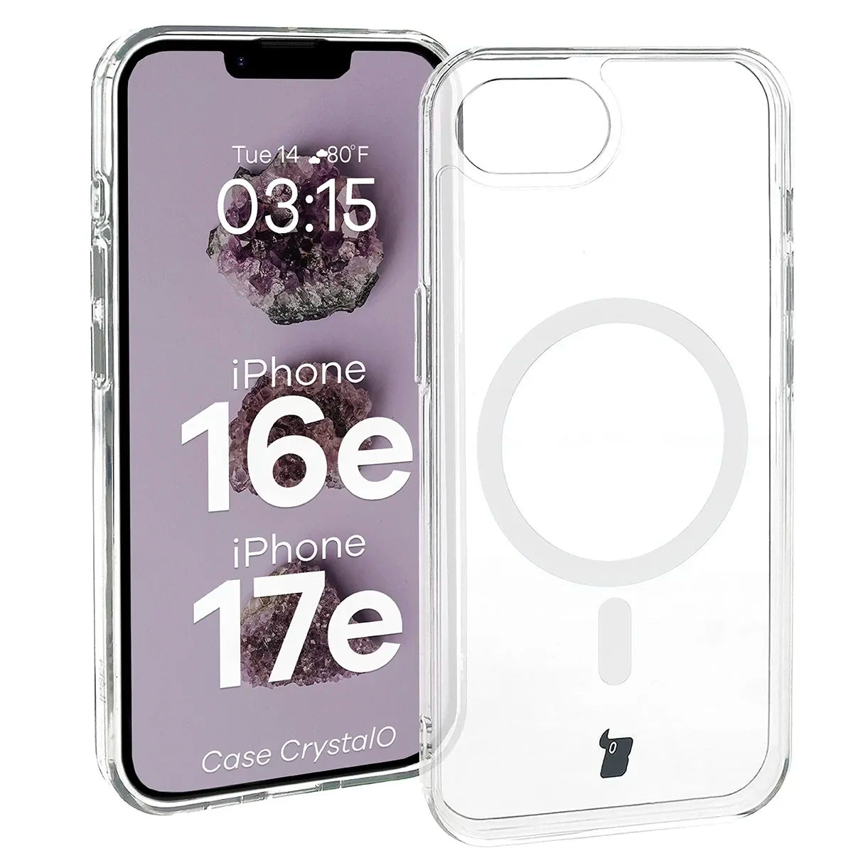 Handyhülle mit Magnetring für iPhone 17e / 16e, Bizon Case CrystalO, Transparent