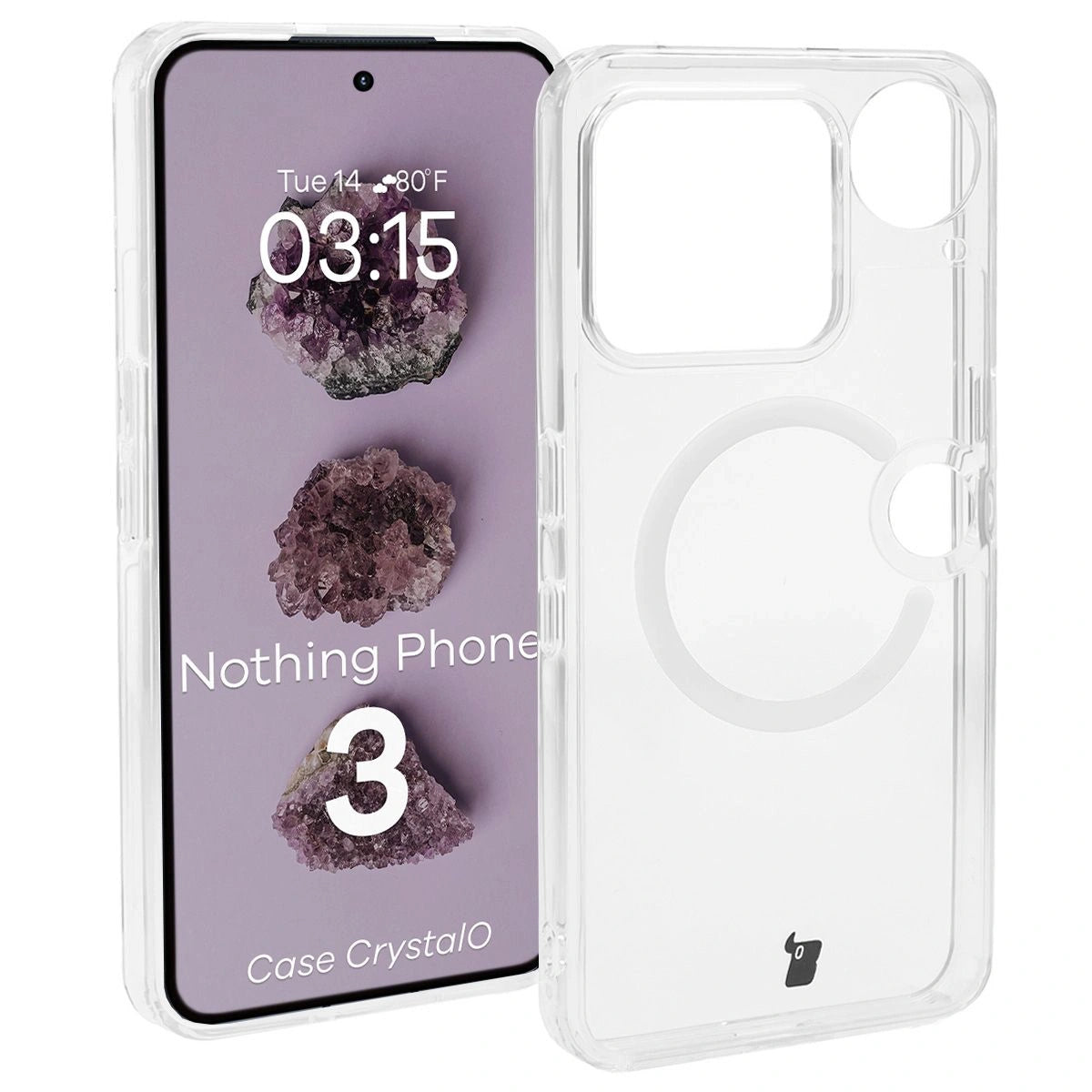 Handyhülle mit Magnetring für Nothing Phone (3), Bizon Case CrystalO, Transparent