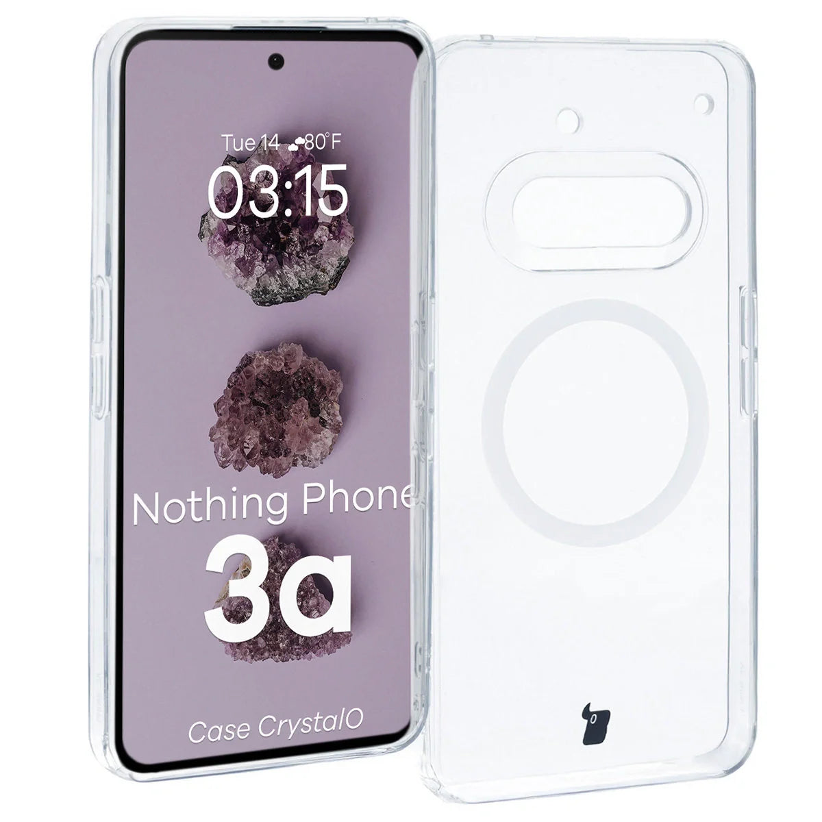 Handyhülle mit Magnetring für Nothing Phone (3a), Bizon Case CrystalO, Transparent