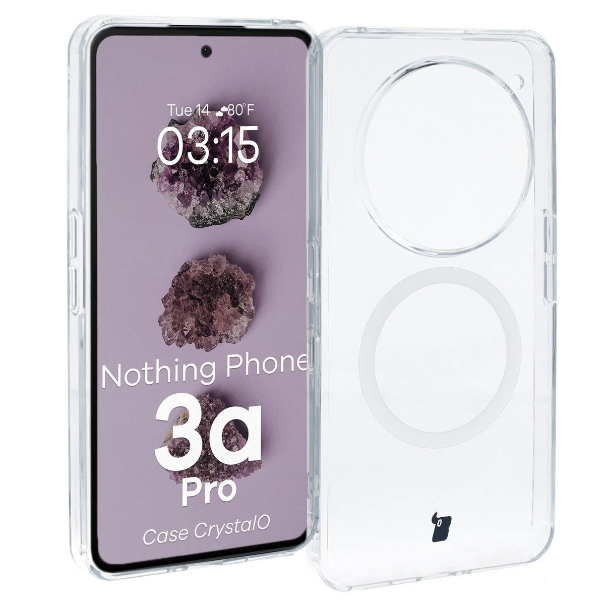 Handyhülle mit Magnetring für Nothing Phone (3a) Pro, Bizon Case CrystalO, Transparent