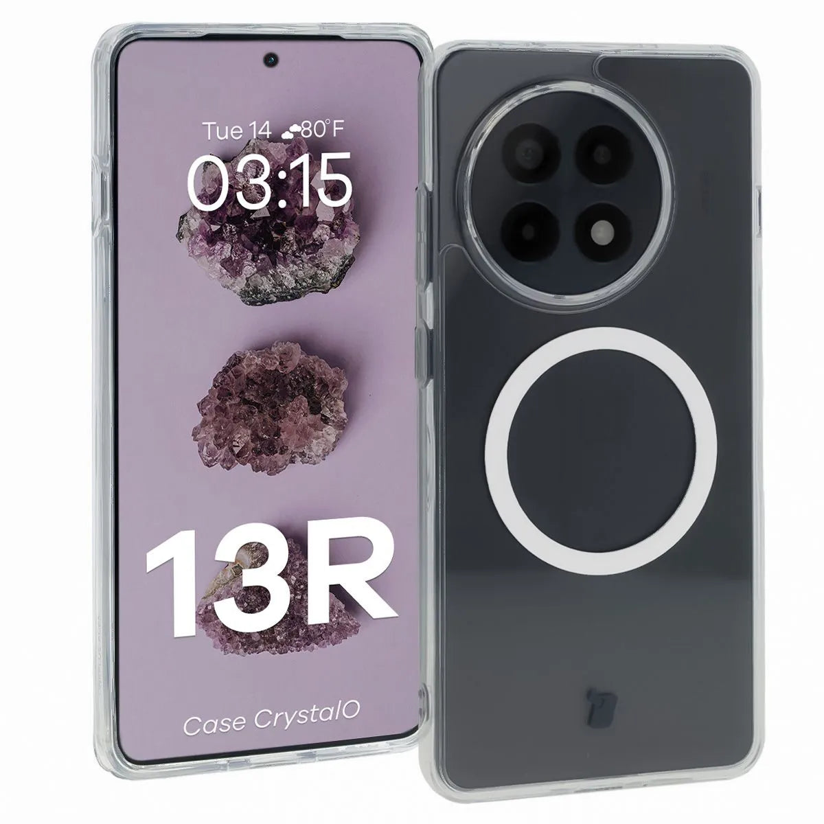 Handyhülle mit Magnetring für OnePlus 13R, Bizon Case CrystalO, Transparent