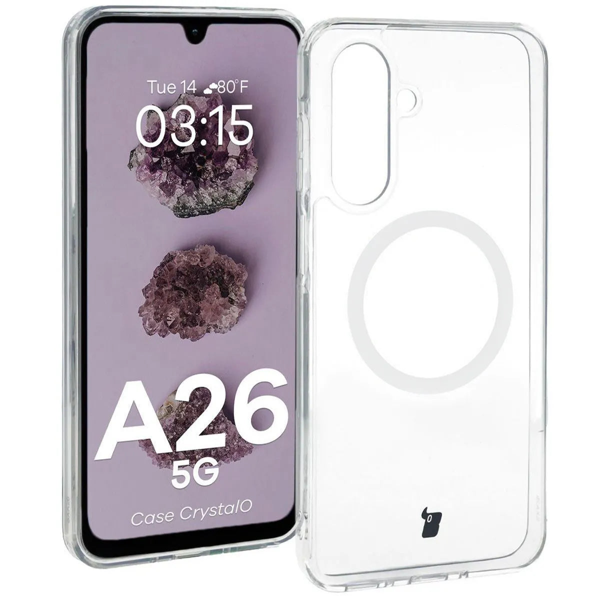 Handyhülle mit Magnetring für Galaxy A26 5G, Bizon Case CrystalO, Transparent