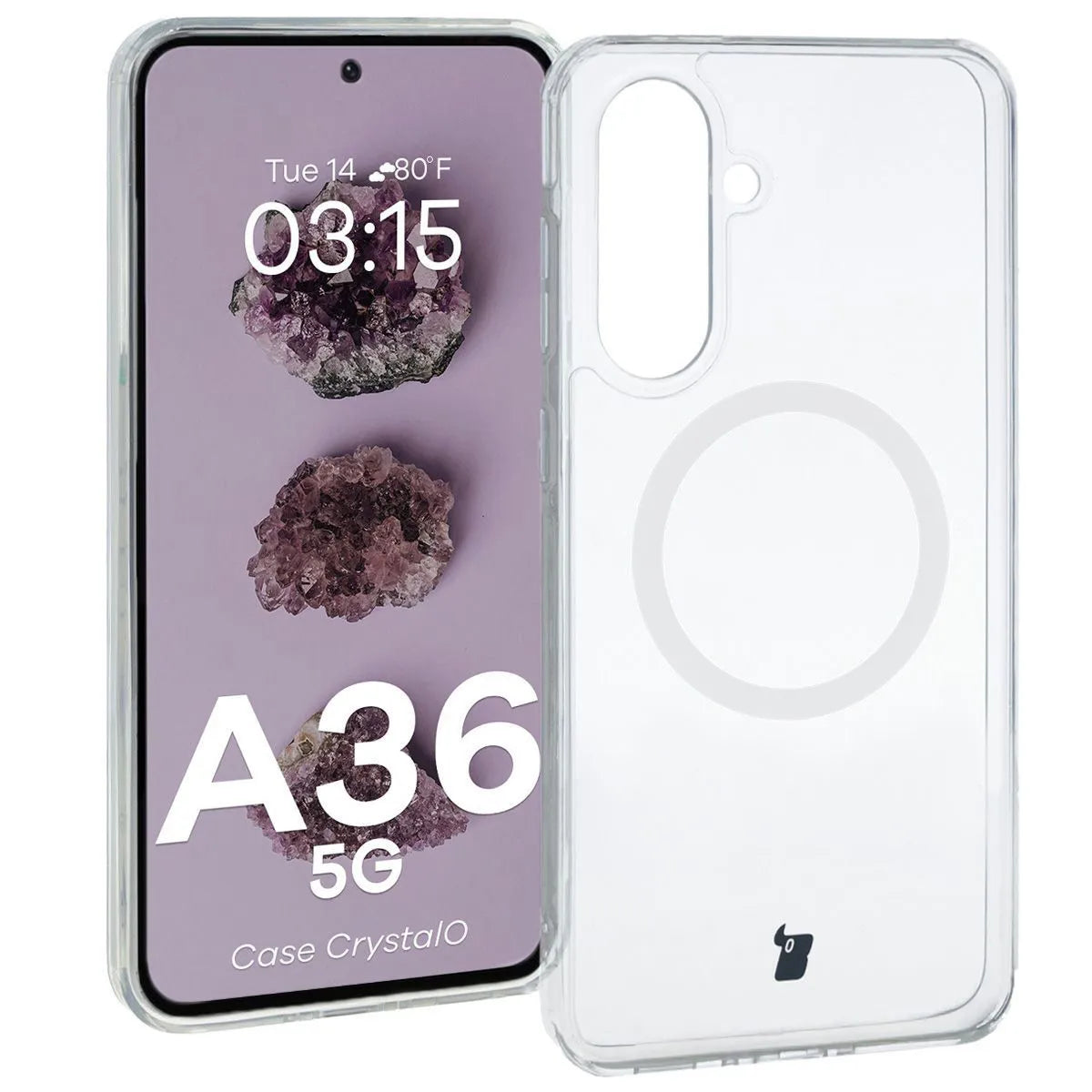 Handyhülle mit Magnetring für Galaxy A36 5G, Bizon Case CrystalO, Transparent