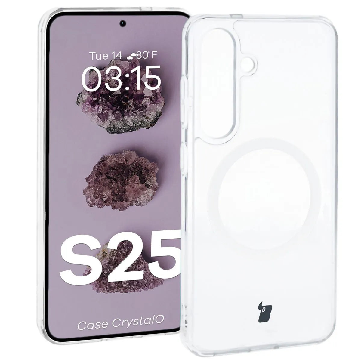 Handyhülle mit Magnetring für Galaxy S25, Bizon Case CrystalO, Transparent
