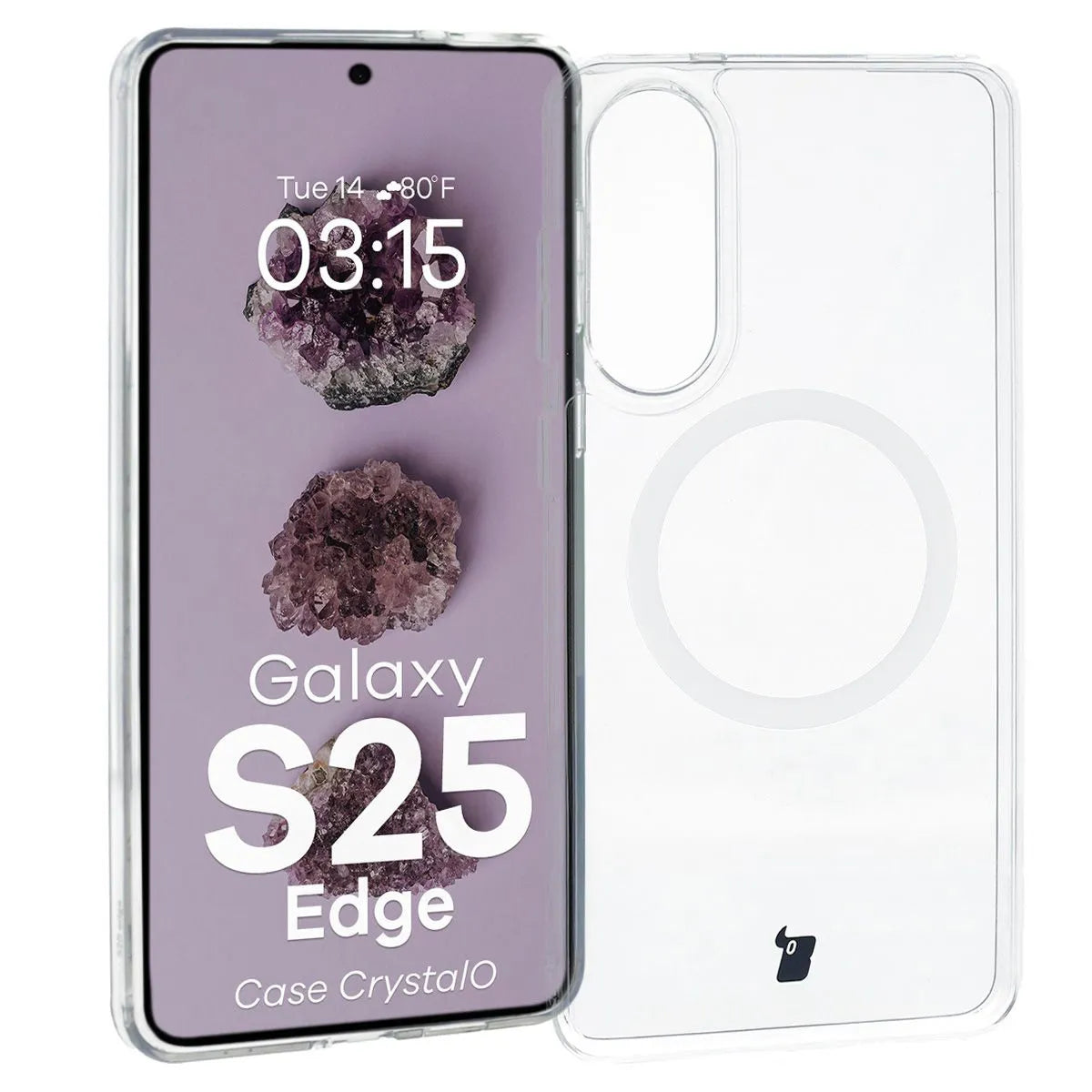 Handyhülle mit Magnetring für Galaxy S25 Edge, Bizon Case CrystalO, Transparent