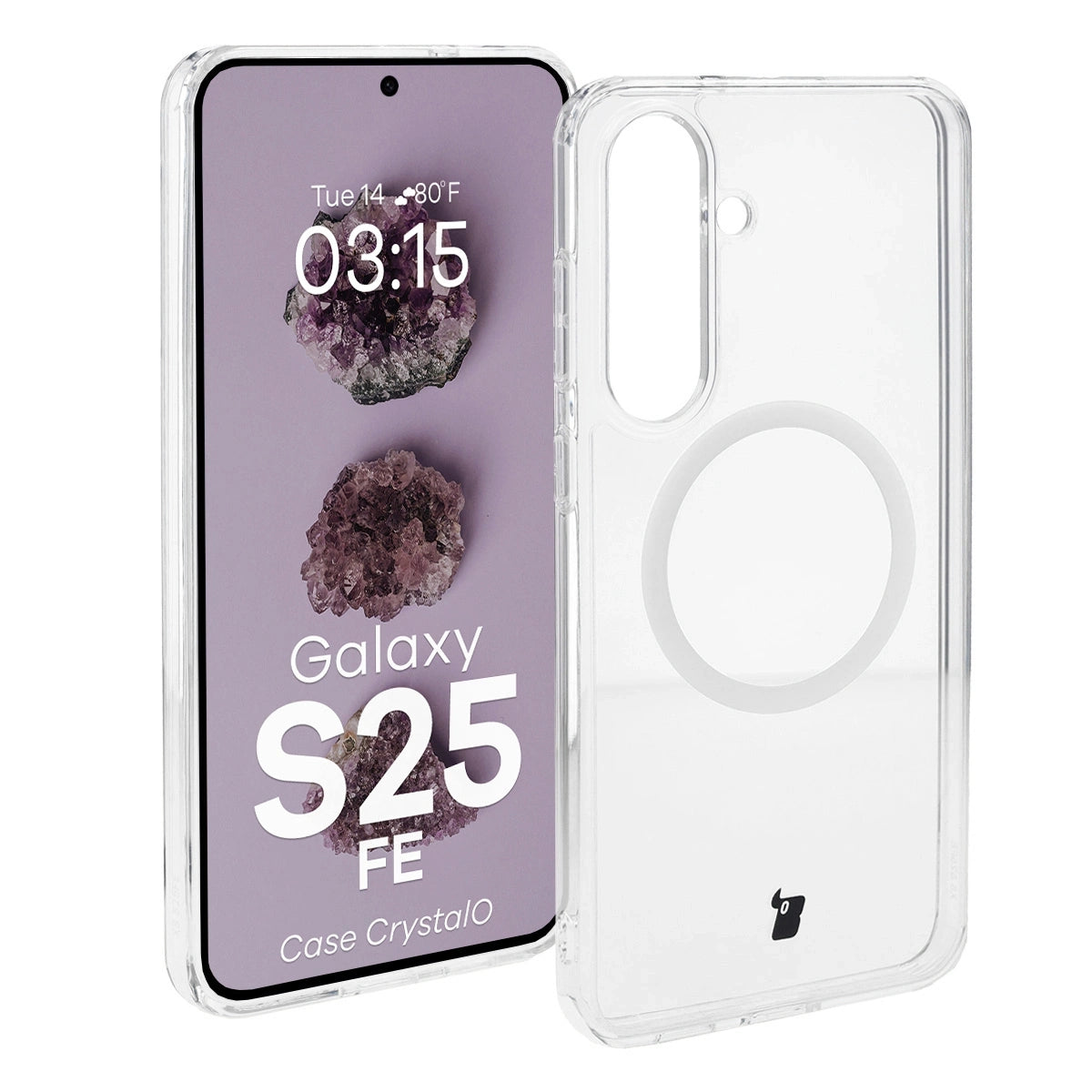 Handyhülle mit Magnetring für Galaxy S25 FE, Bizon Case CrystalO, Transparent