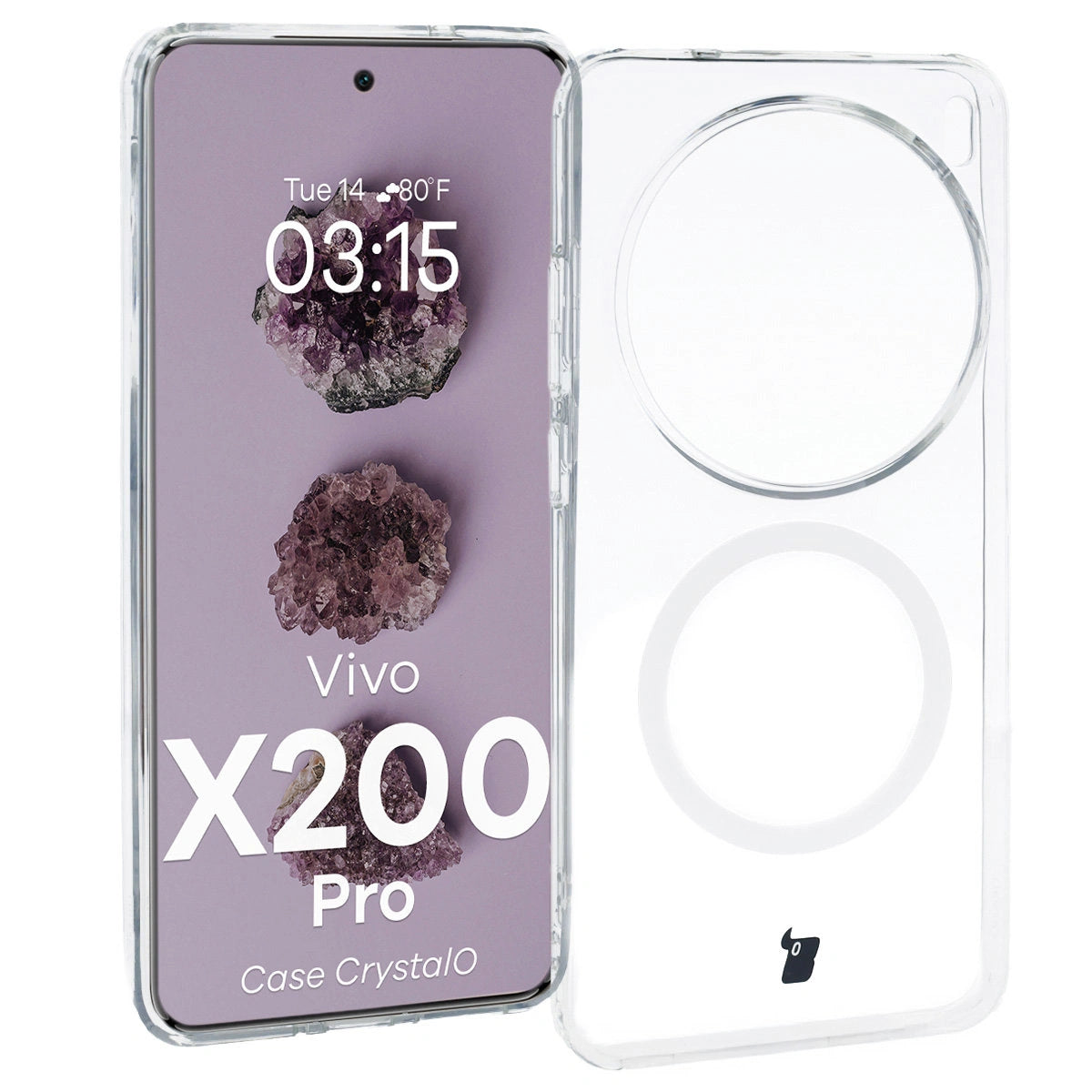 Handyhülle mit Magnetring für Vivo X200 Pro, Bizon Case CrystalO, Transparent